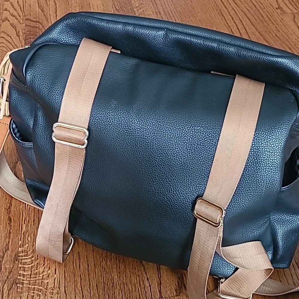 Milkmaid Black and Tan Backpack Diaper Bag - Picture 7 of 13
